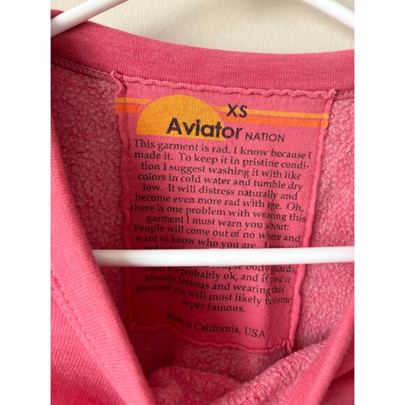 AVIATOR NATION Cropped Bolt Stitch Sweatshirt Pink Striped XS - Picture 2 of 7